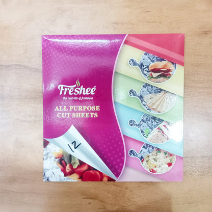 AM5740 Freshee Roti Wrapping Aluminium Foil Sheets, Pack of 1 x 50 Sheets Each 220 x 250mm Silver Foil Sheets