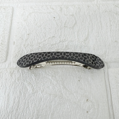 AM6395 Sleek Black & Grey Snakeskin Patterned Hair Barrette / Clip