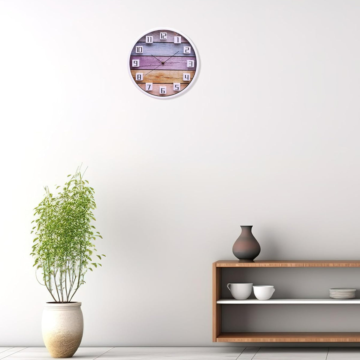 AM5953 Multi-Design Cart Log Wall Clock With 3D Numbers for Living Room