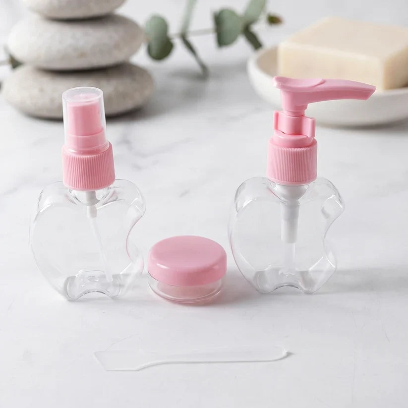 A06902 Travel Refillable Empty Cosmetic Bottle Set with Spray Pump Jar (4 Pc Set)