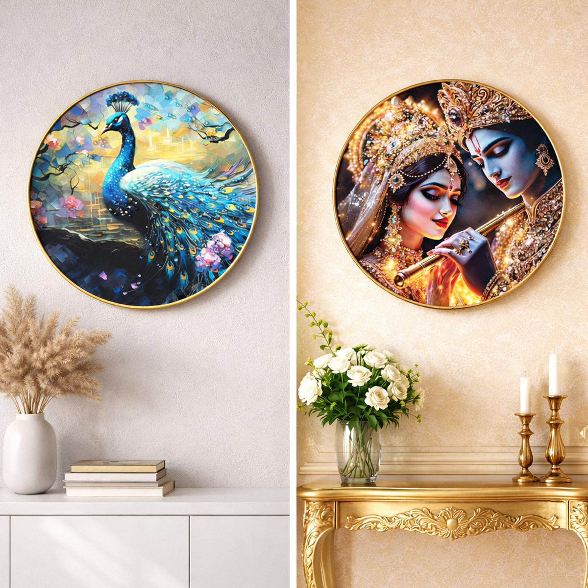 TM0139 Mix Pattern Premium Decorative Wall Round Frames - 12x12inch (Pack of 1)