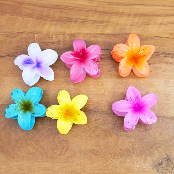 AM5002 Flower Jumbo Claw Clip for Girls & Women Hair Medium Stylish Accessories Pack of 6 Random Color