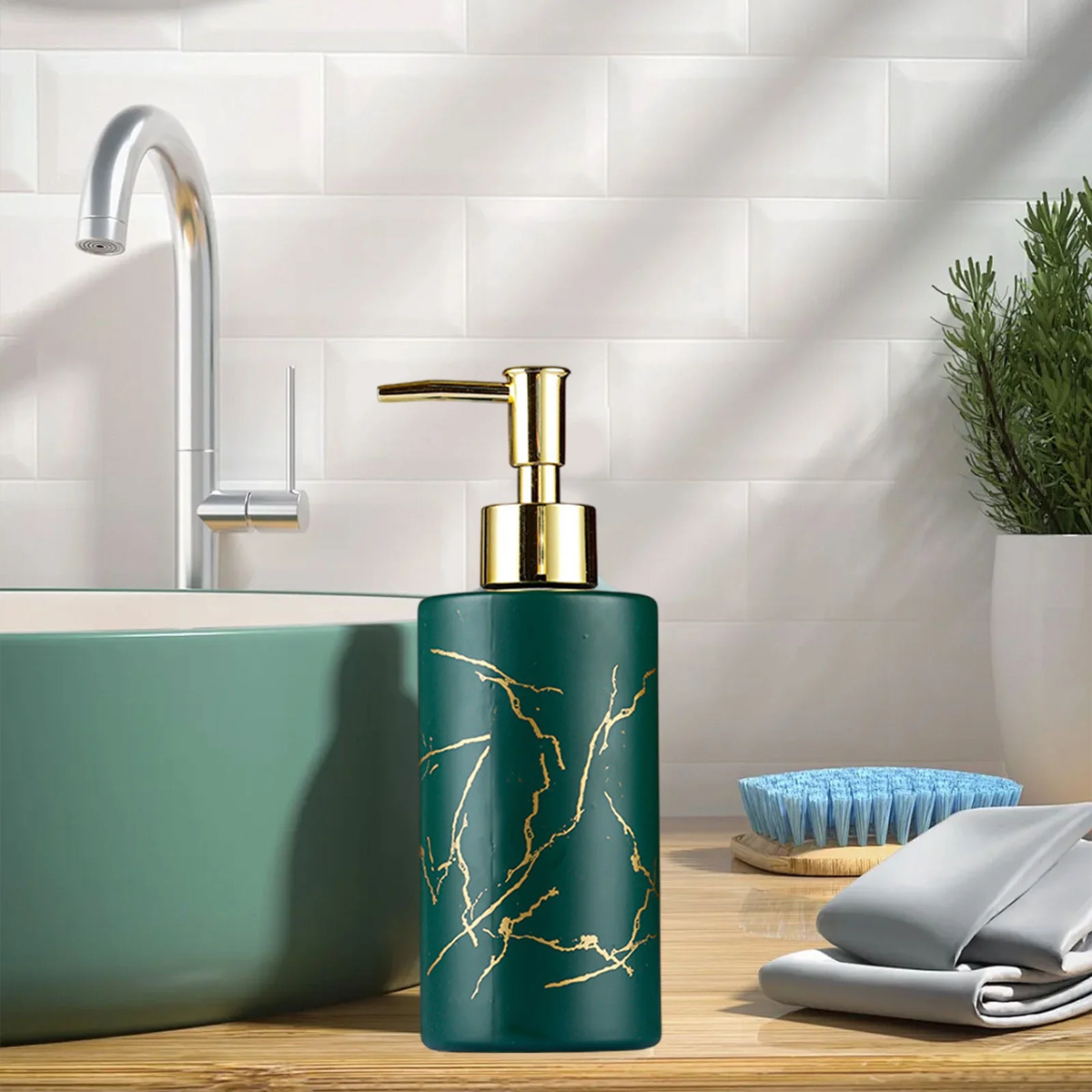 AM7131 Accura Luxury Marble Print Glass Liquid Soap Dispenser