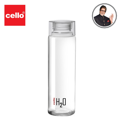 AM0665 CELLO PREMIUM H2O Glass Fridge Water Bottle with Plastic Cap 920ml