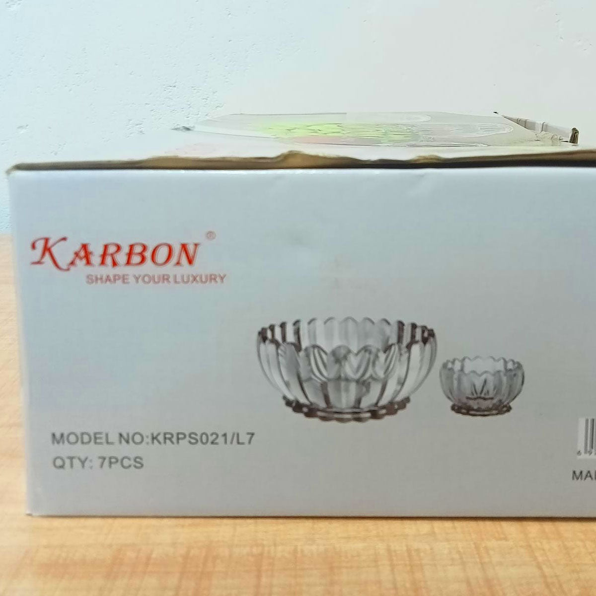 AM5983 Crystal Glass Serving Bowl (Multidesign)- Set of 1 Large & 6 Small Bowl-- KRPS041-L7 & KRPS021-L7 & KRPS031-L7)