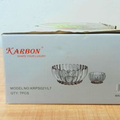 AM5983 Crystal Glass Serving Bowl (Multidesign)- Set of 1 Large & 6 Small Bowl-- KRPS041-L7 & KRPS021-L7 & KRPS031-L7)