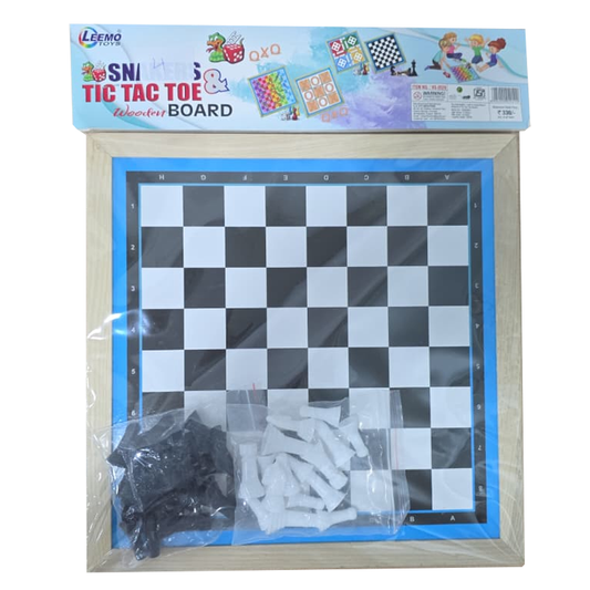 AM6433 Ludo and Snake & Ladders Board Game Set, 31 cm x 31 cm Board, Plastic Tokens Pack of 1 Both Side Play it Wooden Corner Toy
