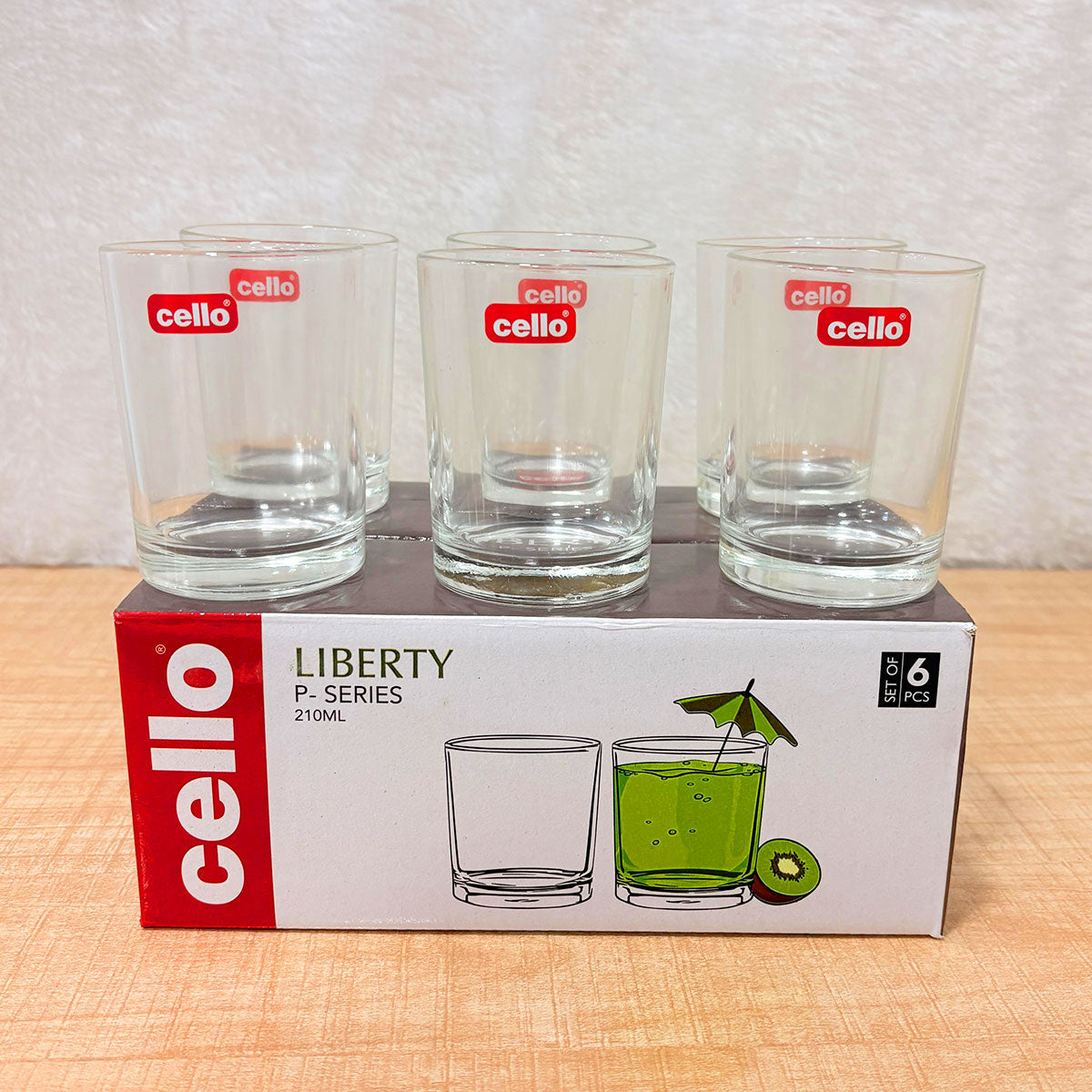 AM6576 Cello Liberty P-Series Glass Tumbler Set - 210ml (Pack of 6)