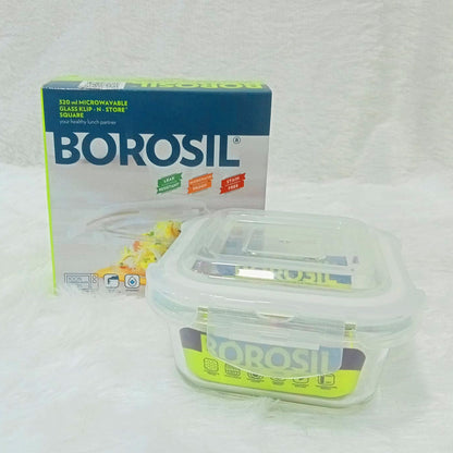 AM3700 Borosil Square 320ml Glass Storage Container For Kitchen
