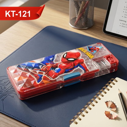 AM7378 Marvel Spider-Man Multi-Functional Magnetic Pencil Case with Integrated Sharpener