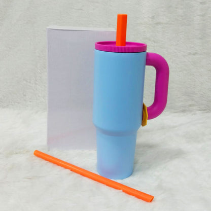 AM6257 Colorful Insulated Tumbler with Handle & Straw – Hot & Cold Travel Mug