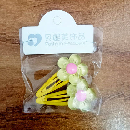 AM5003 Snap Flower Hair Clips for women and Girls (Random Colour)