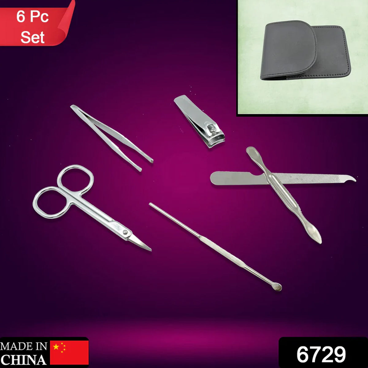 6729 6-in-1 Professional Nail Care Kit: Clippers, Scissors & More Nail cutter (Travel or Home)