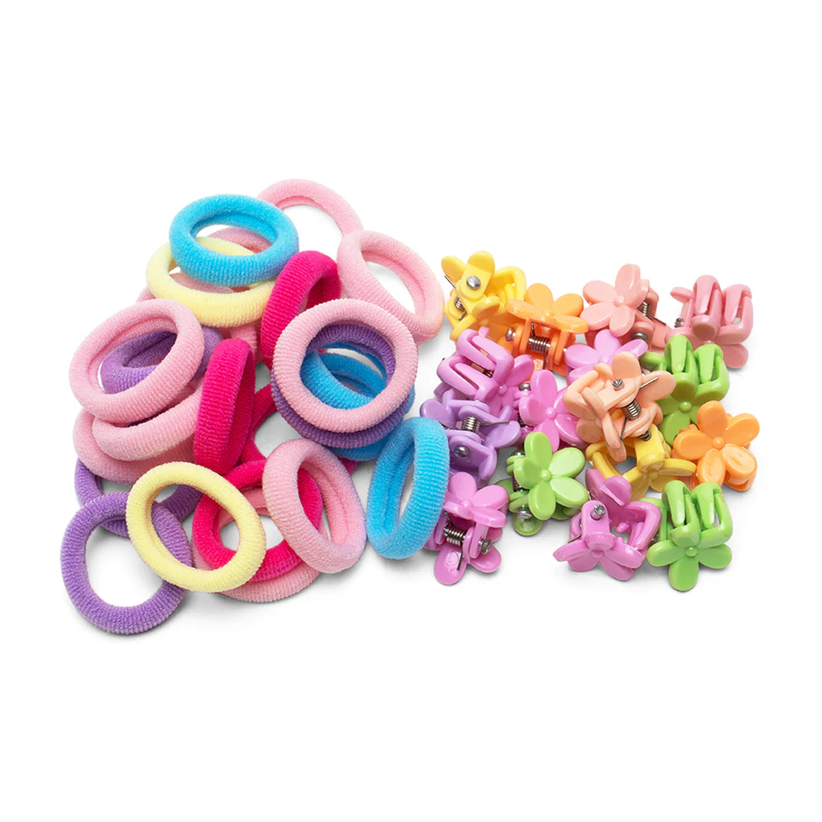 AM6379 Small Colorful Kids Hair Accessories Set - Hair Ties & Clips in a Box