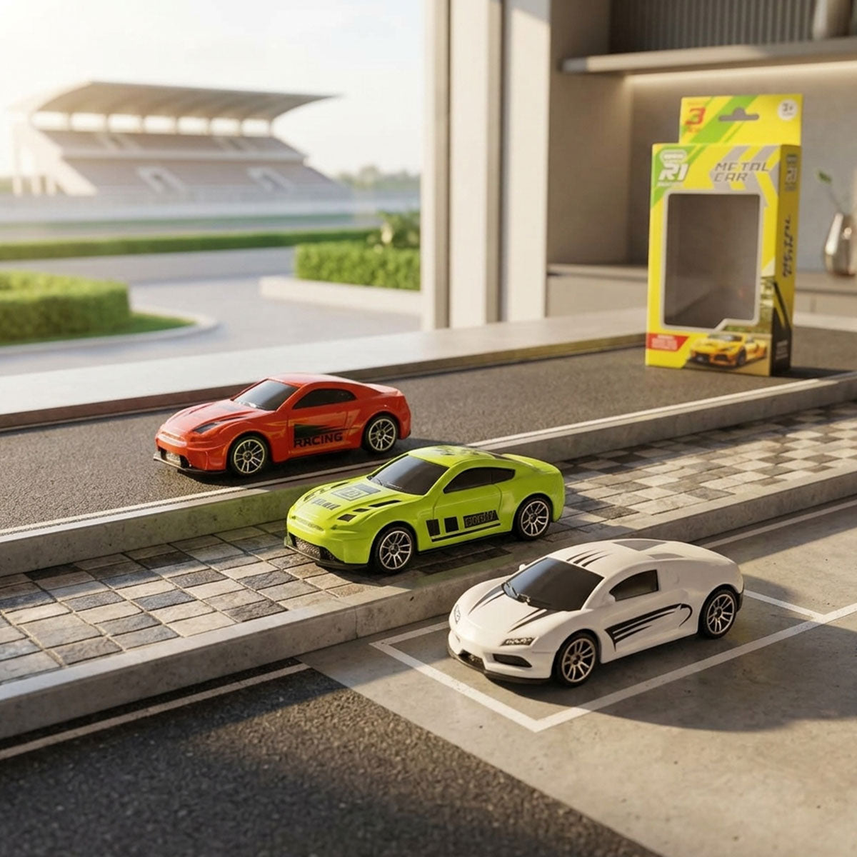 AM7809 Die-Cast Metal Toy Car Set (Pack of 3, Multicolor)