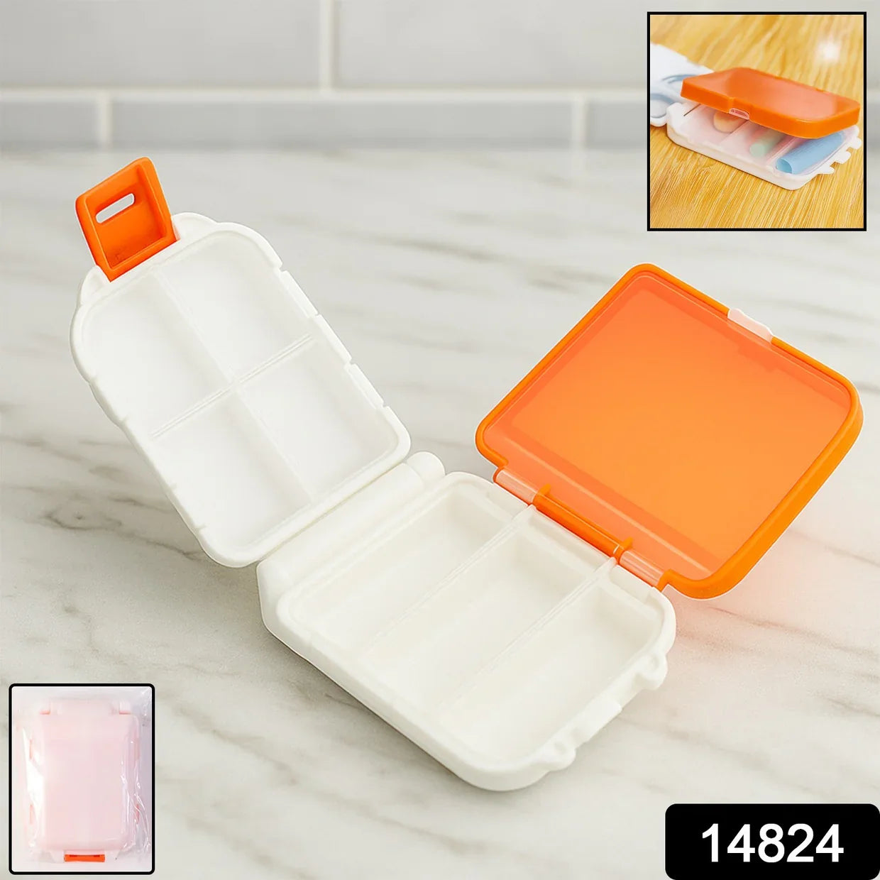 14824 Portable Dual-Sided Pill Organizer Box (1 Pc)