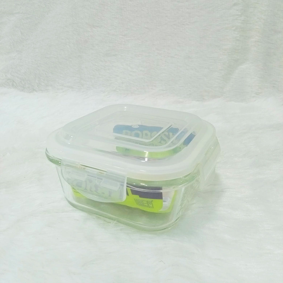 AM6193 Borosil Klip N Store Square Glass Container - 520 ml with Air Tight Lid