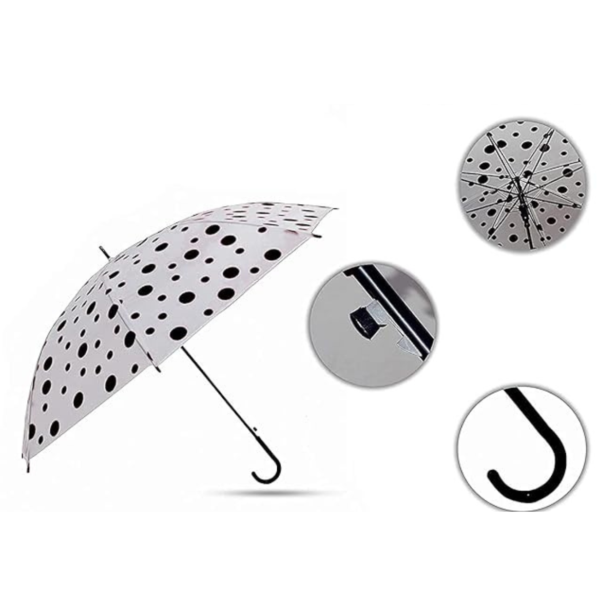 AM5494 Transparent Clear Polka-Dot Lightweight, Porable & Anti-UV Umbrella Multicolour 1 pc