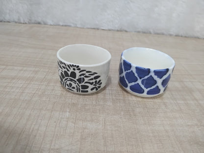 AM5081 Teal Ceramic Chutney Dip Bowls for Serving - 1 Pcs ( Mix Design )