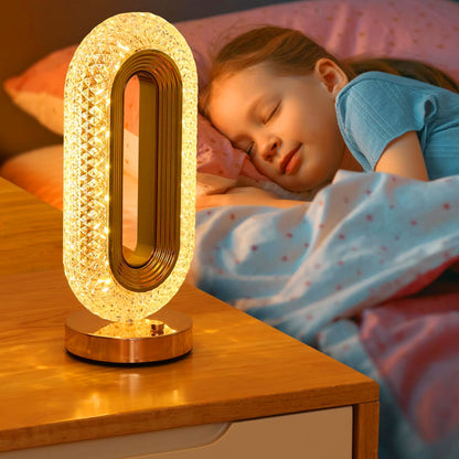 AM5944 Crystal Rounded Pill LED Table Lamp with USB Cable - Sensor 3 Color Modes