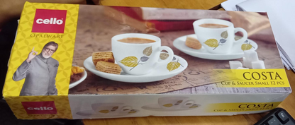 Am0340 Cello Costa Tea Set 12pcs Break Resistant Classic Simple Design Tea Set with Gift Box/Tea Cups for Tea Party