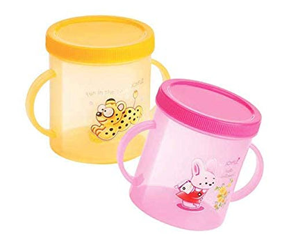 AM3958 Joyful Hello Baby Plastic Sipper Cup with Double Handle (1Pc Will be Sent Colour May Vary, 300 ml)