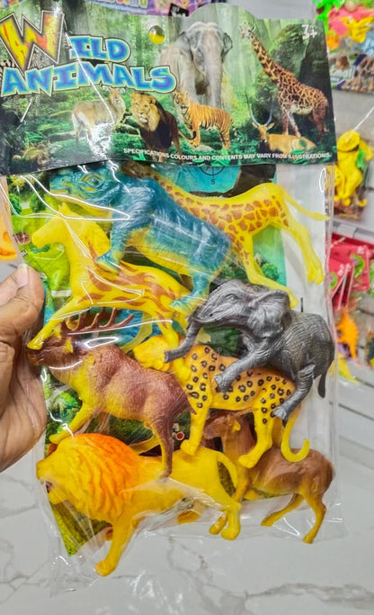 A06483 Wild Animals Plastic Toy Figures Set (Pack of 8 Figures, Item no: 335-8)