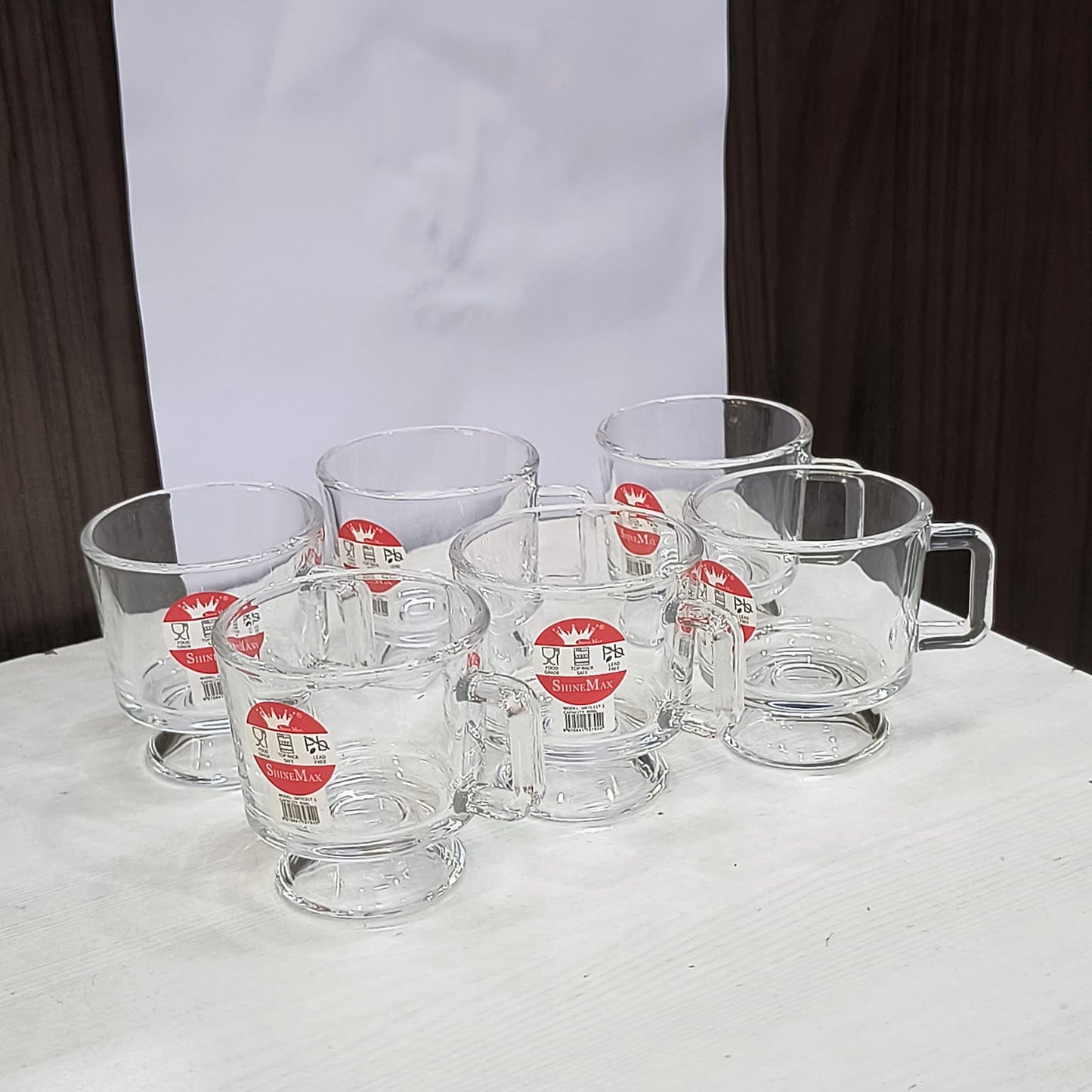 AM5379 Shine Max 6pc 80ml Coffee or Tea Cup Round Set Made of Glass