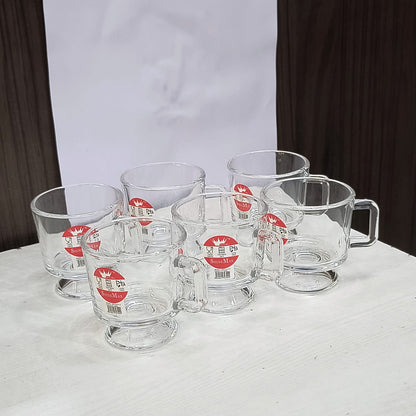AM5379 Shine Max 6pc 80ml Coffee or Tea Cup Round Set Made of Glass