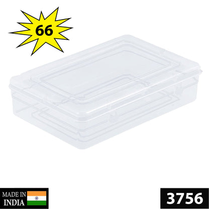 3756 Plastic Rectangular Container Box Set with Lid for Storage of Multipurpose Things Like Jewellery, Medicine, Spices (Clear, 220x160x50 mm)