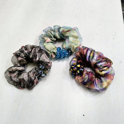 AM1297 Printed Crystal Hair band Elastic Rubber With Multicolor Color Hair Rope For Women and Girls 1pc