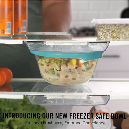 AM0650 CELLO Ornella Toughened Glass Mixing Bowl with Premium Lid | Microwave Safe & Dishwasher Safe | 1500ml, Set of 1