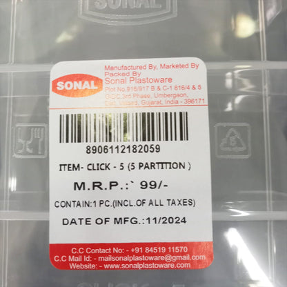 AM5723 Sonal Plastic Multipurpose Container (05 Partition)