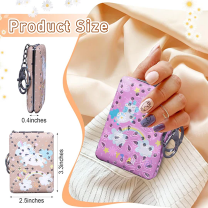 AM0877 Pocket Mirrors, Unicorn Design Portable Folding Travel 2-Sided Make up Magnifying Compact Mirror