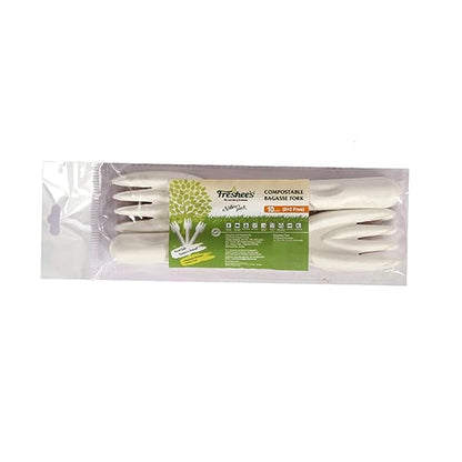 AM5739 Freshee Compostable Bagasse Fork (6 Inch, Pack of 10Pcs)