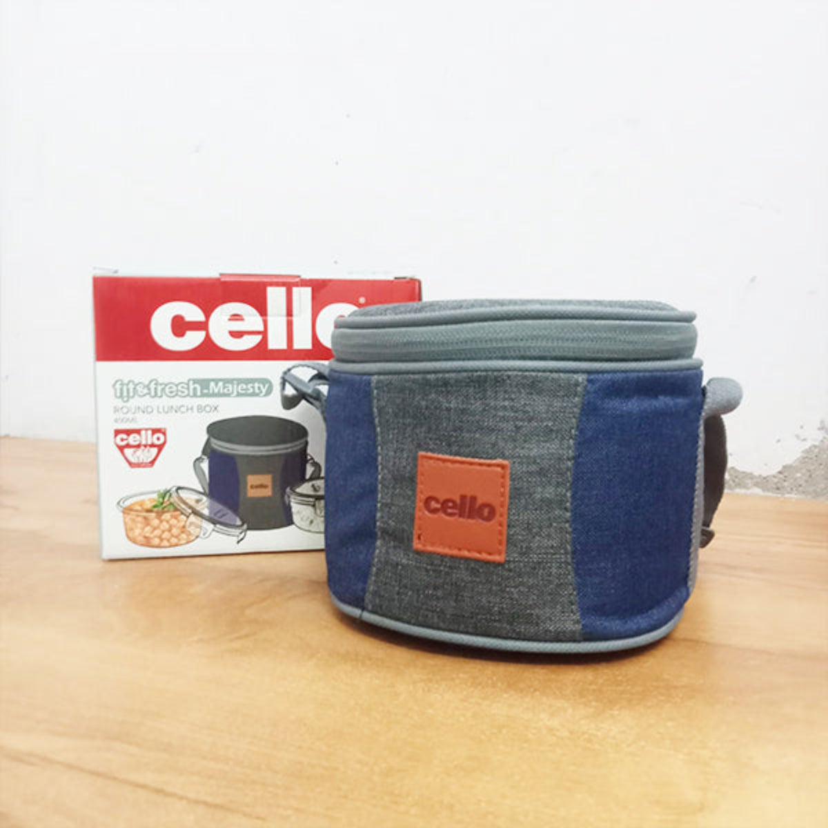 AM5459 Cello Majesty Round Glass Lunch Box 400ml x 2 N with Vertical Jacket (Pack of 2Pc)