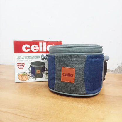 AM5459 Cello Majesty Round Glass Lunch Box 400ml x 2 N with Vertical Jacket (Pack of 2Pc)
