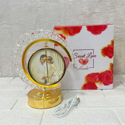 AM6268 LED Crystal Moon Lamp with Round Shape Photo Frame