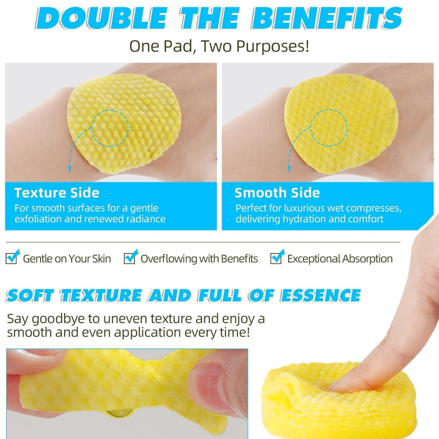 AM5417 Turmeric Kojic Acid Cleansing Pads, 60 Count Turmeric and Kojic Acid Pads, Mild and Non-irritating, Suit for All Skin Types 60 Pcs Kojic Acid Turmeric Cleansing Pads