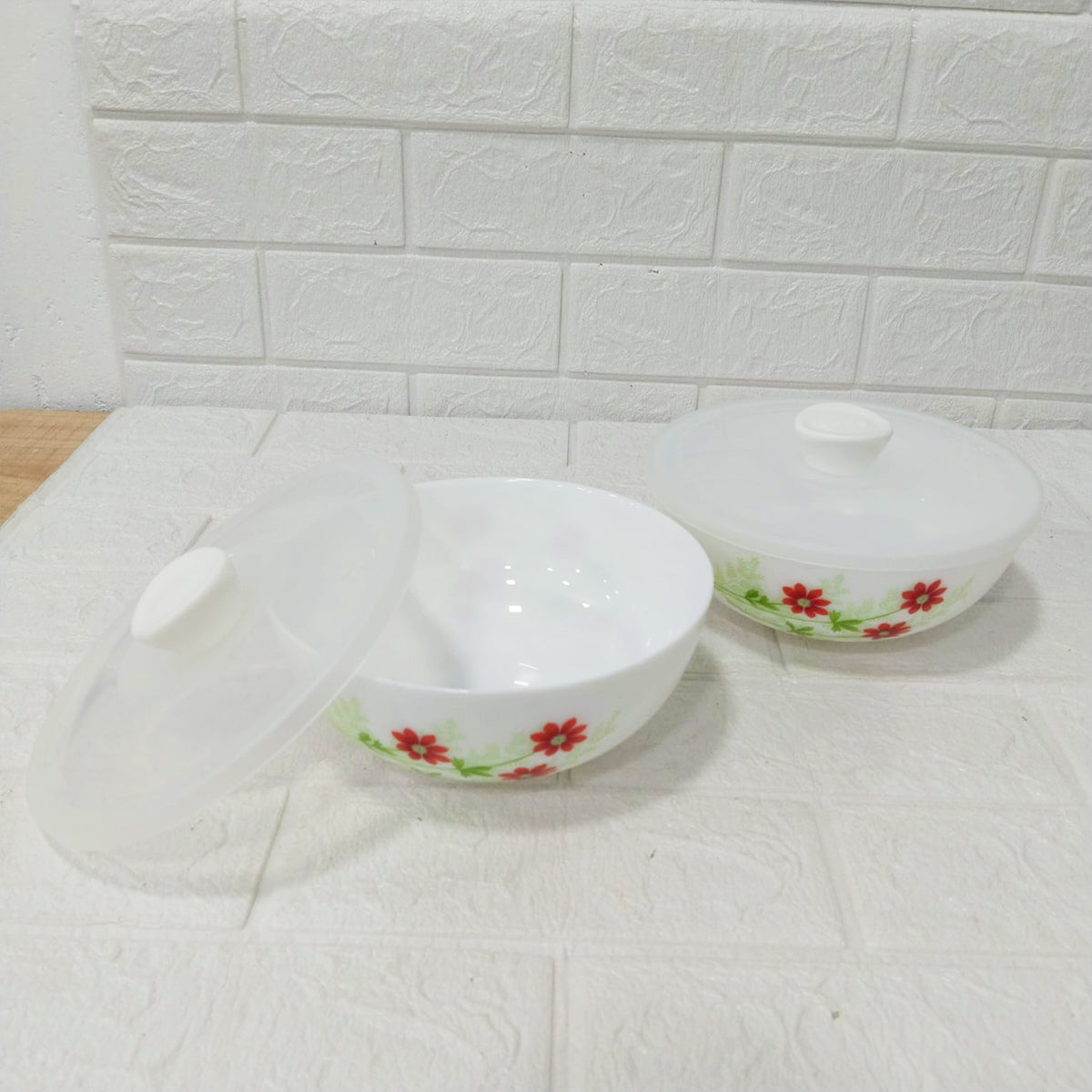 Di0205 Cello Opalware Medium Mixing Bowl with Lid Set of 2 Pcs - 1000ml Each