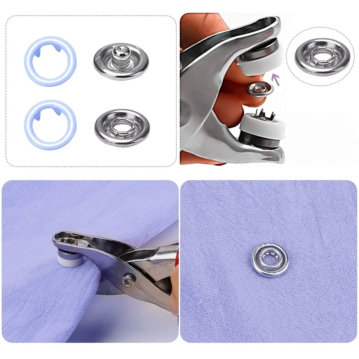 AM6823 Heavy Duty Snap Button Grommet Tool Colourful Clip Kit (1 Set)