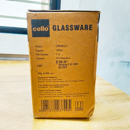 AM5680 CELLO Ornella Glass Bowl - 180Ml (Set of 6 Pcs)