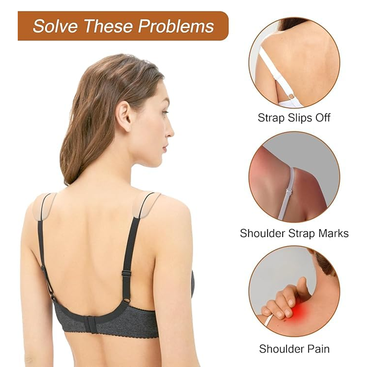 AM6864 Silicone Bra Strap Comfort Pads – 1 Pair Non-Slip Shoulder Cushions