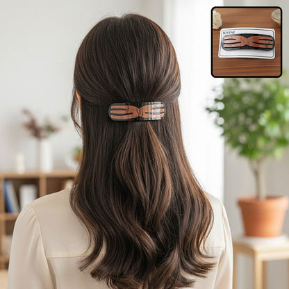 AM6385 Elegant Brown & Black Geometric Design Hair Clip / Snap Hair Barrette
