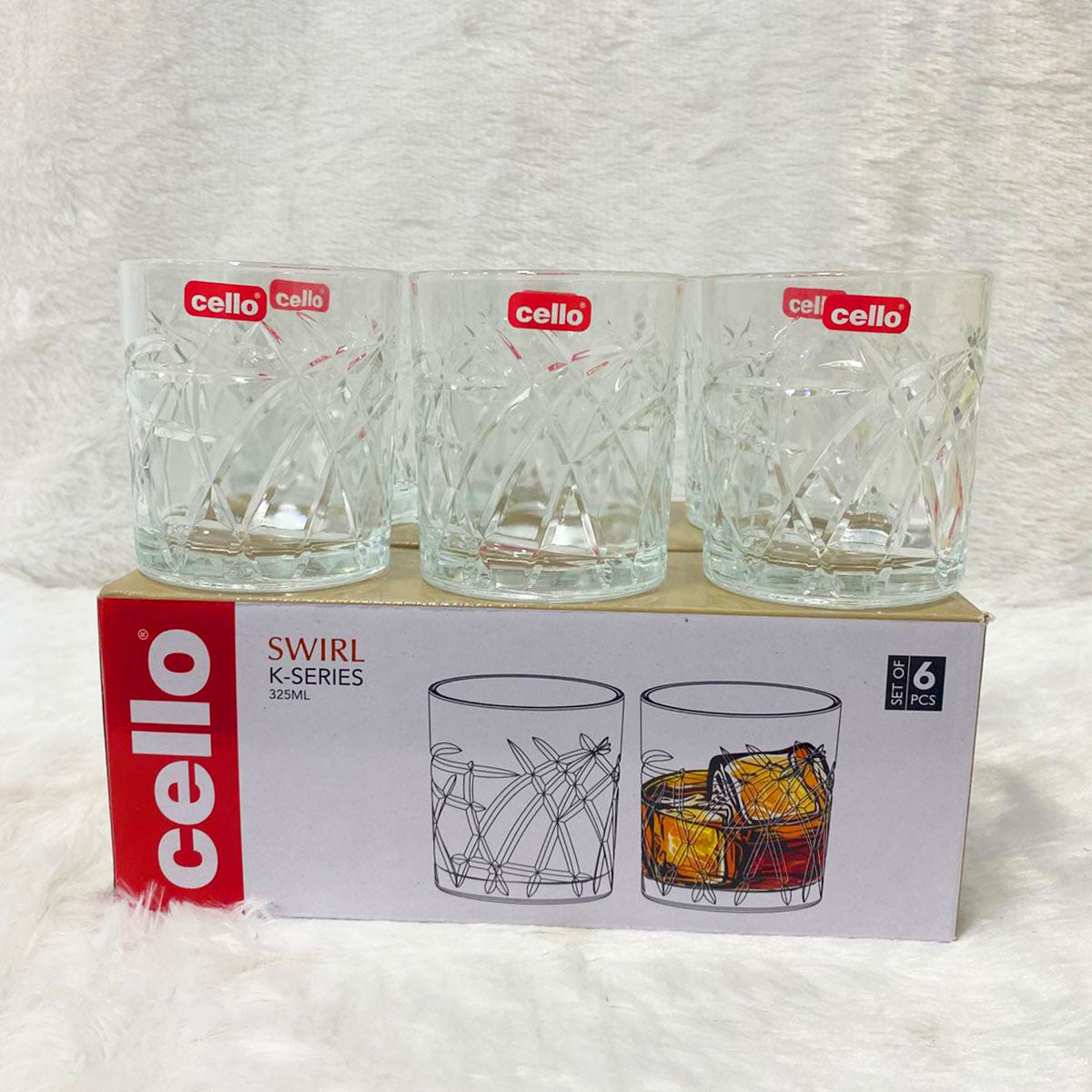 AM5694	Cello Classix, Swirl & Brilliant Design 325ml Tumbler - 6pcs set