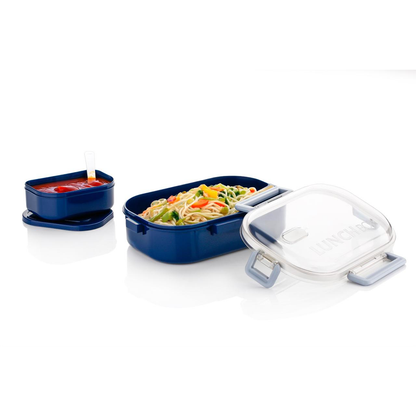 AM6664 Plastic Stylo Lunch Box with Spoon & Fork BPA-Free Plastic Container - Multi-Color Tiffin Box