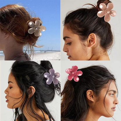 AM5002 Flower Jumbo Claw Clip for Girls & Women Hair Medium Stylish Accessories Pack of 6 Random Color