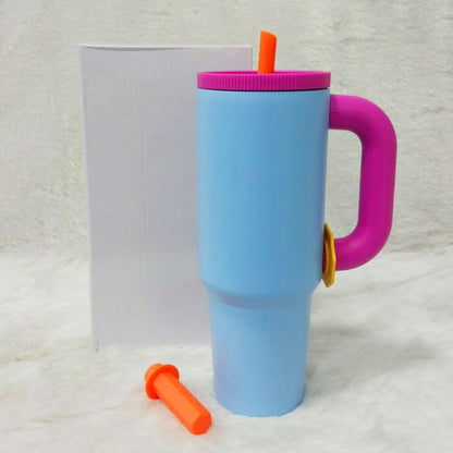 AM6257 Colorful Insulated Tumbler with Handle & Straw – Hot & Cold Travel Mug