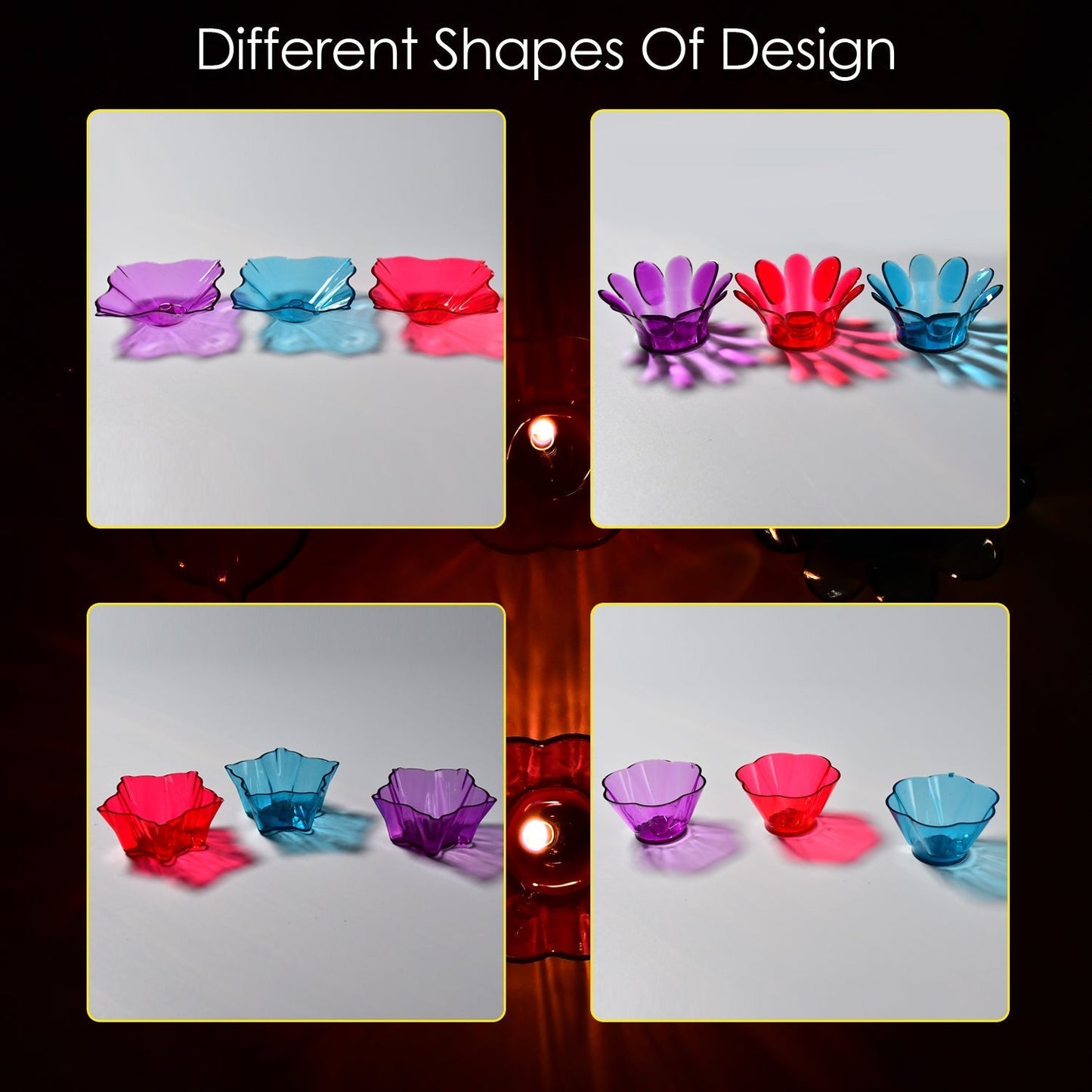 6320 Magical Reflection Diya Set with 6 Attractive Design Cup (Set Of 12 Pieces)