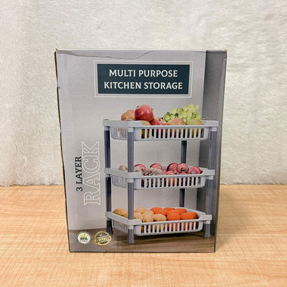 AM6521 Multi-Purpose 3-Layer Plastic Kitchen Storage Rack - (Pack of 1)